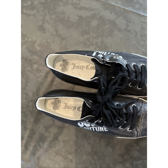 Juicy Couture Logo Sneakers Y2K Bling Black Sz 9.5 - Picture 6 of 13